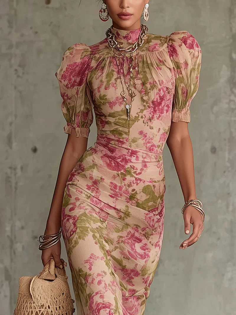 Rosalie™ | Robe Maxi avec Imprimé de Roses Vintage