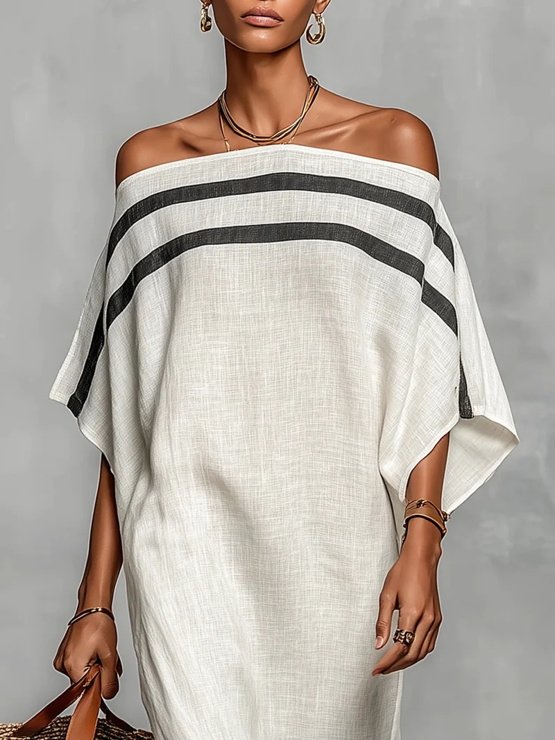 Aveline™ | Robe Maxi Off-Shoulder avec Manches Chauve-Souris