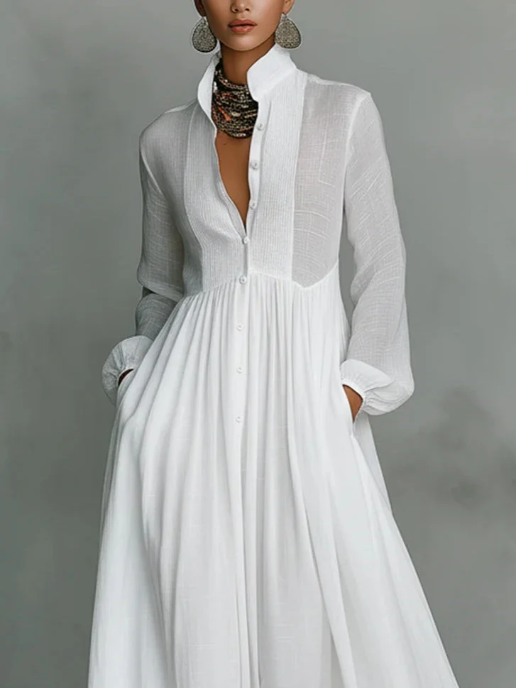 Léonie™ | Robe Maxi Minimaliste à Col Haut