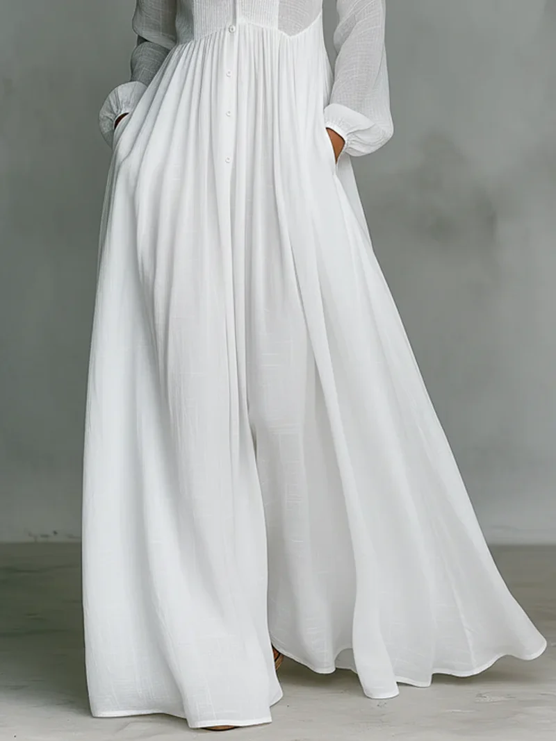 Léonie™ | Robe Maxi Minimaliste à Col Haut
