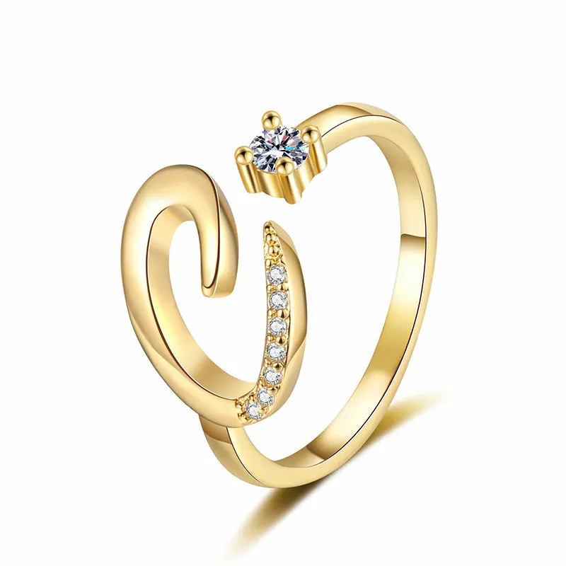 Lumévara™ — Bague cœur initiale élégance personnalisée