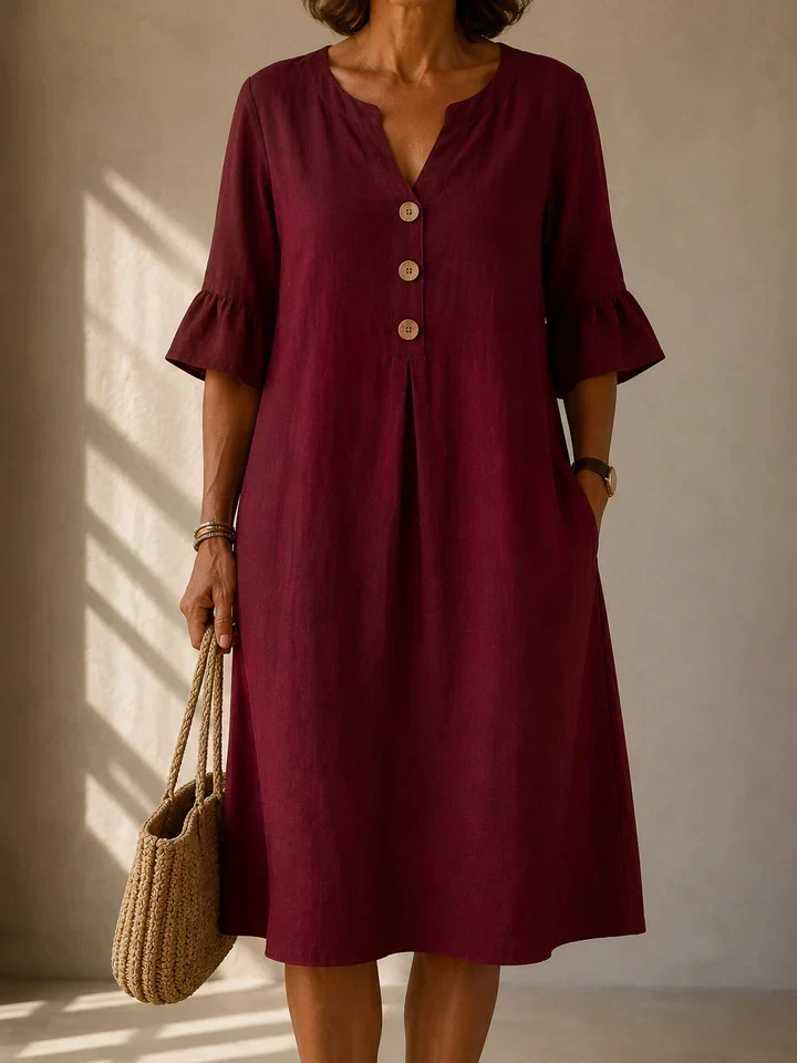 Robe Boutonnée Pli Creux Charlotte