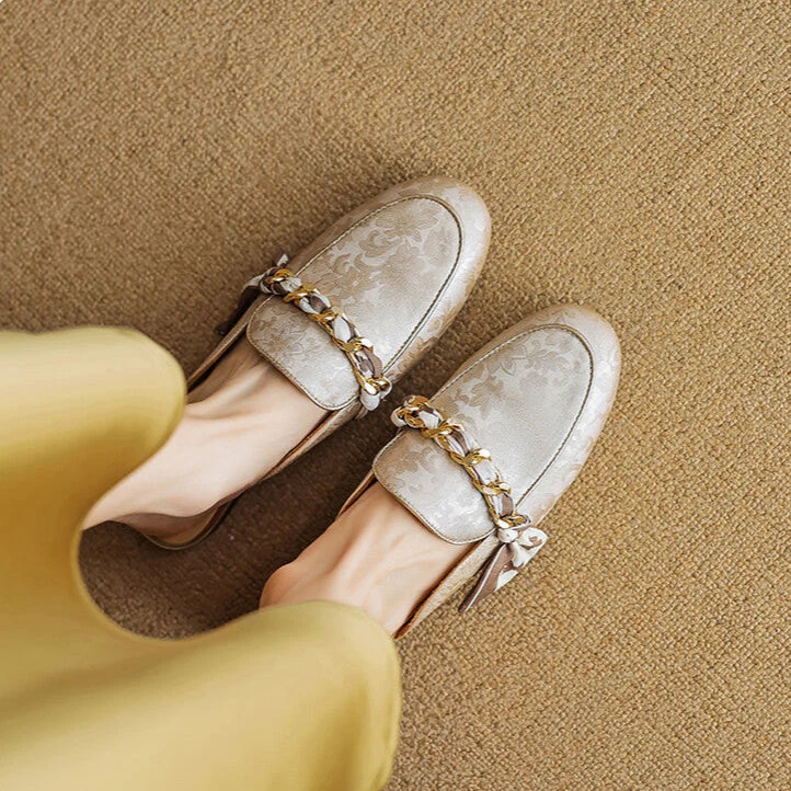 Marisa | Mules Mocassins avec Chaîne Décorative