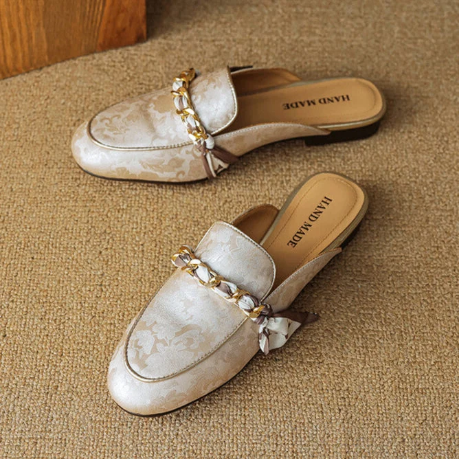 Marisa | Mules Mocassins avec Chaîne Décorative
