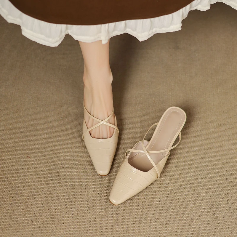 Cris | Mules à Pointe avec Brides Croisées