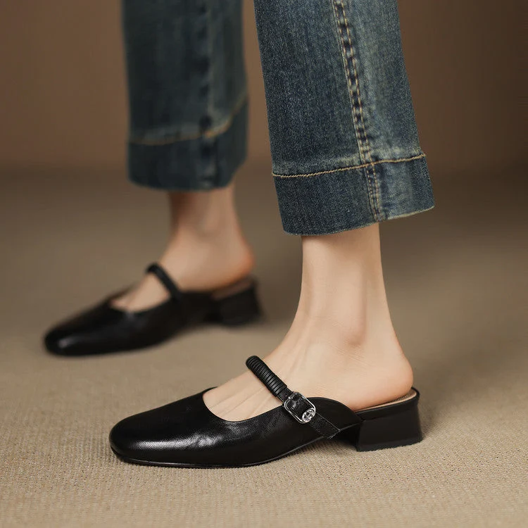 Laiza | Mules Mary Jane à Bout Ronde