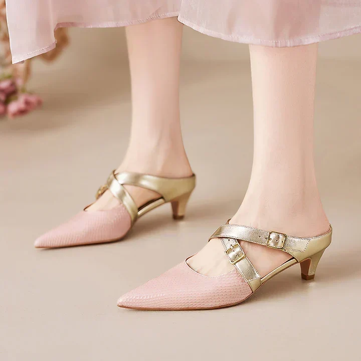 Ludovica | Mules à Bout Pointu avec Brides Croisées