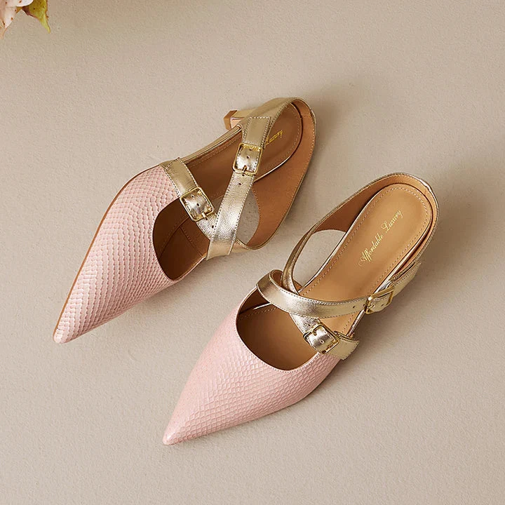 Ludovica | Mules à Bout Pointu avec Brides Croisées