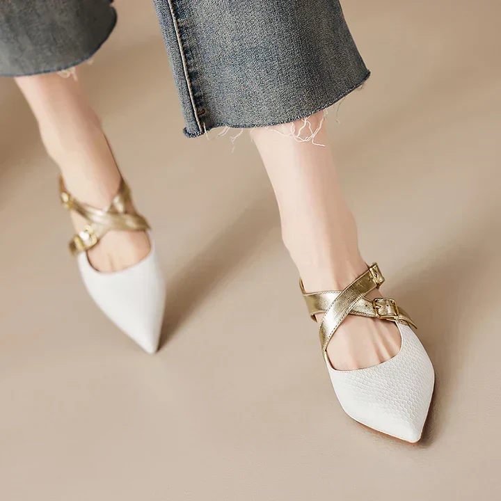 Ludovica | Mules à Bout Pointu avec Brides Croisées
