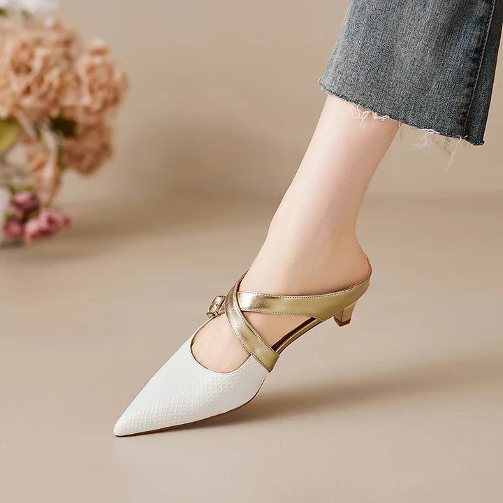 Ludovica | Mules à Bout Pointu avec Brides Croisées
