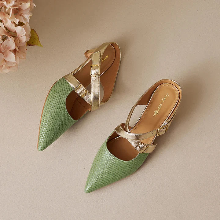 Ludovica | Mules à Bout Pointu avec Brides Croisées