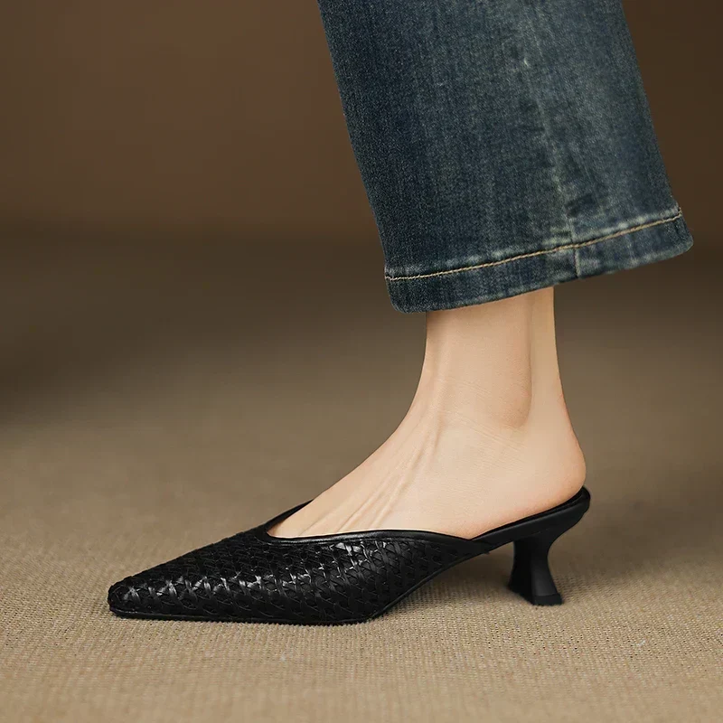 Maria | Mules Tressées à Pointe