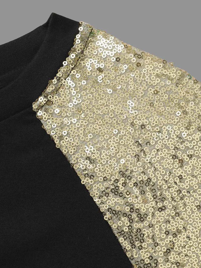 Shimmery Shoulder Raglan Sleeves Tee