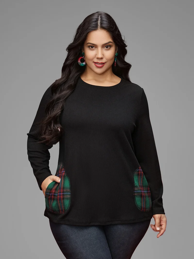 Ribbed Contrast Pocket Slim-Fit Tee