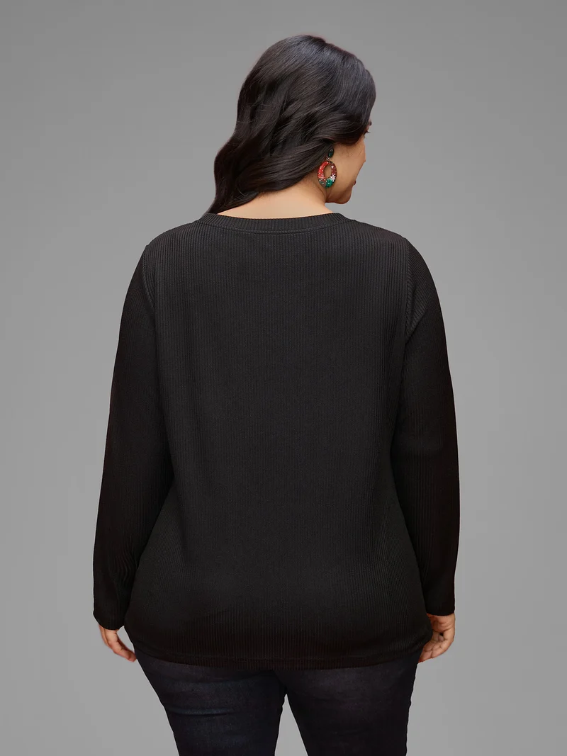 Ribbed Contrast Pocket Slim-Fit Tee