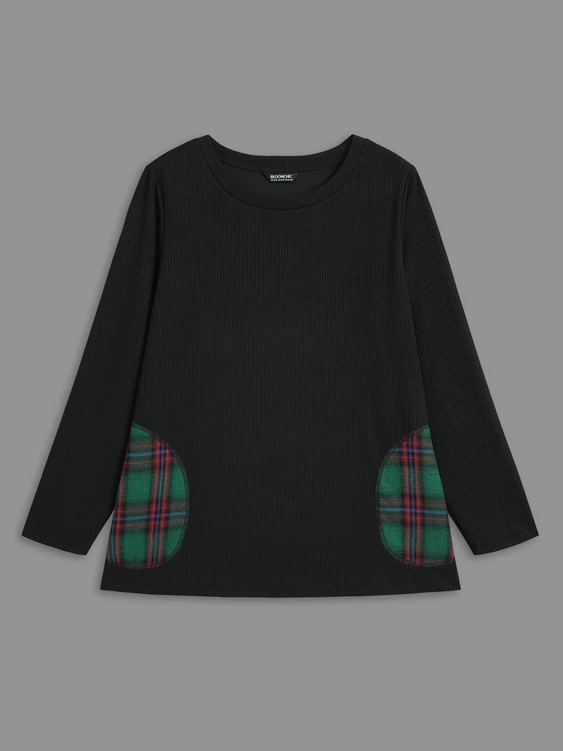Ribbed Contrast Pocket Slim-Fit Tee