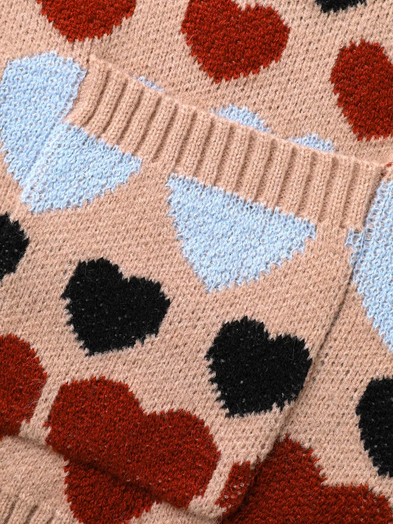 Contrast Heart Patch Pocket Cardigan