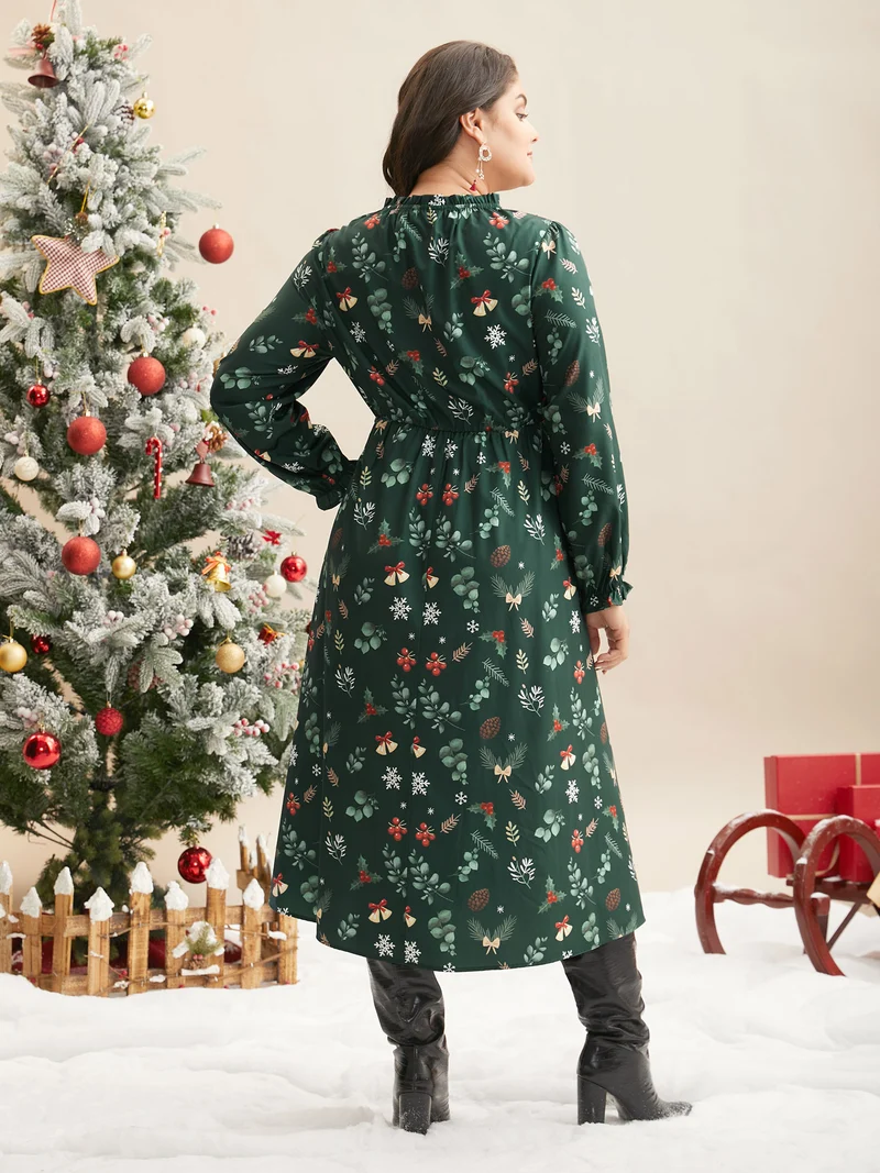 Lace Trim Sheer Neckline Midi Dress