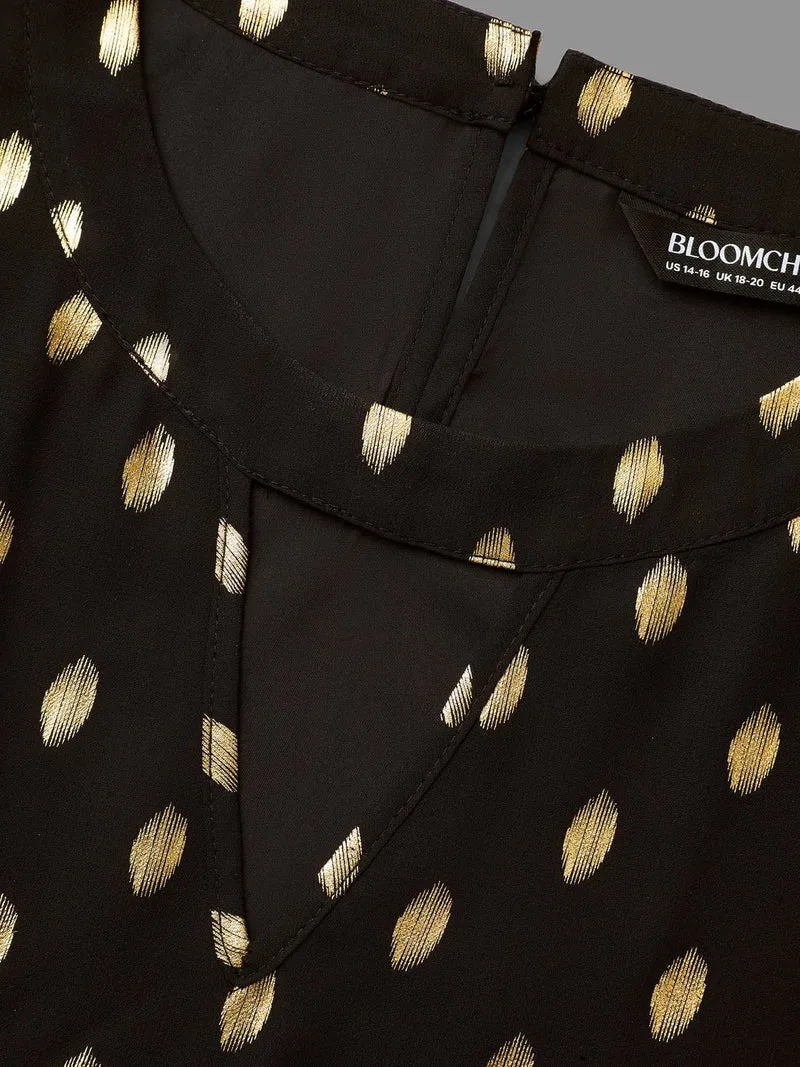 Gold Foil Neck Cut-Out Blouse