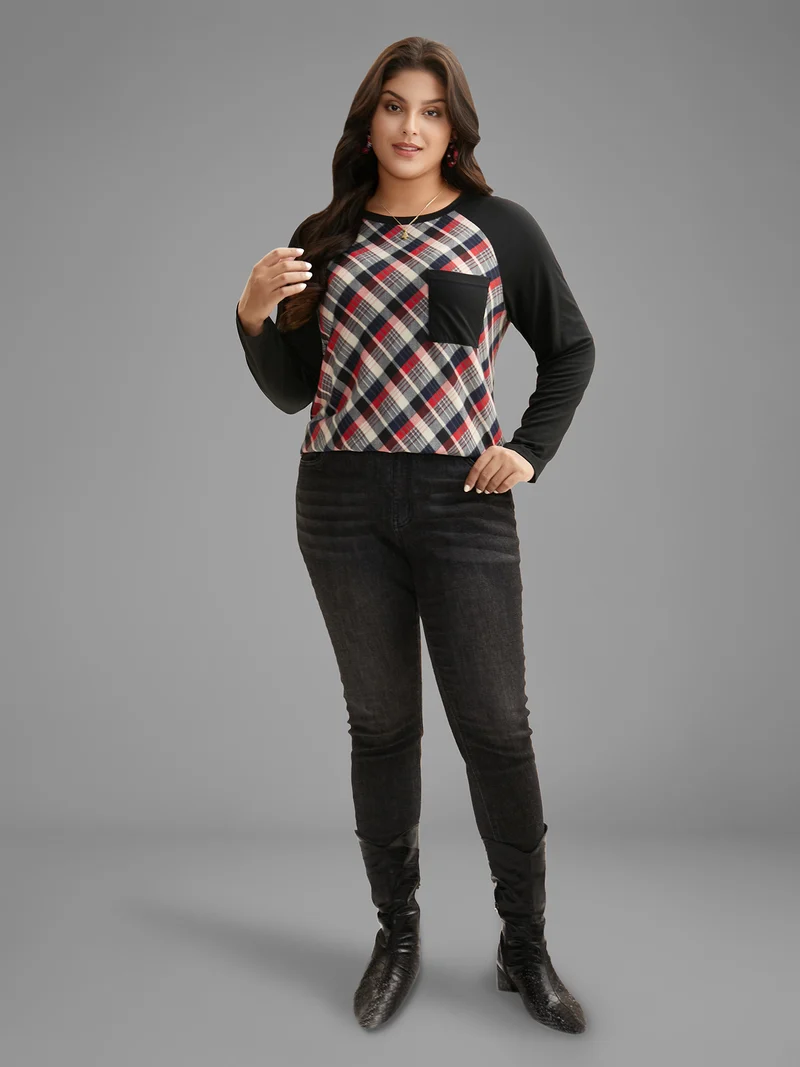 Color-block Design Patch Pocket Tee