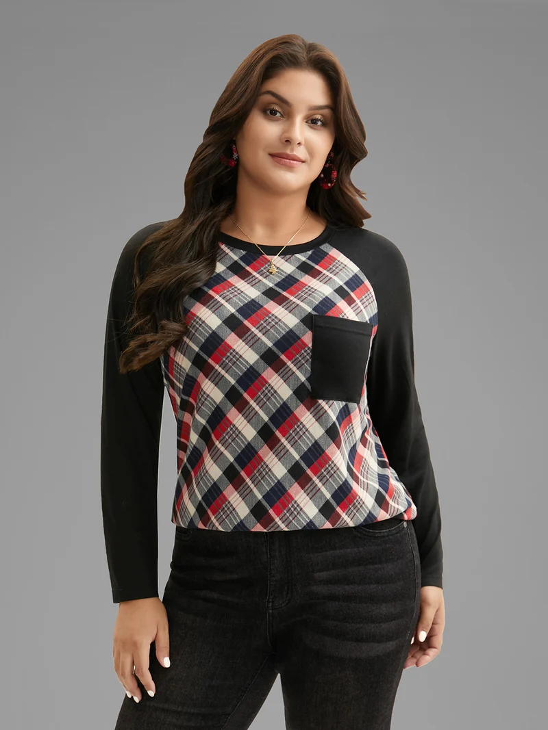 Color-block Design Patch Pocket Tee