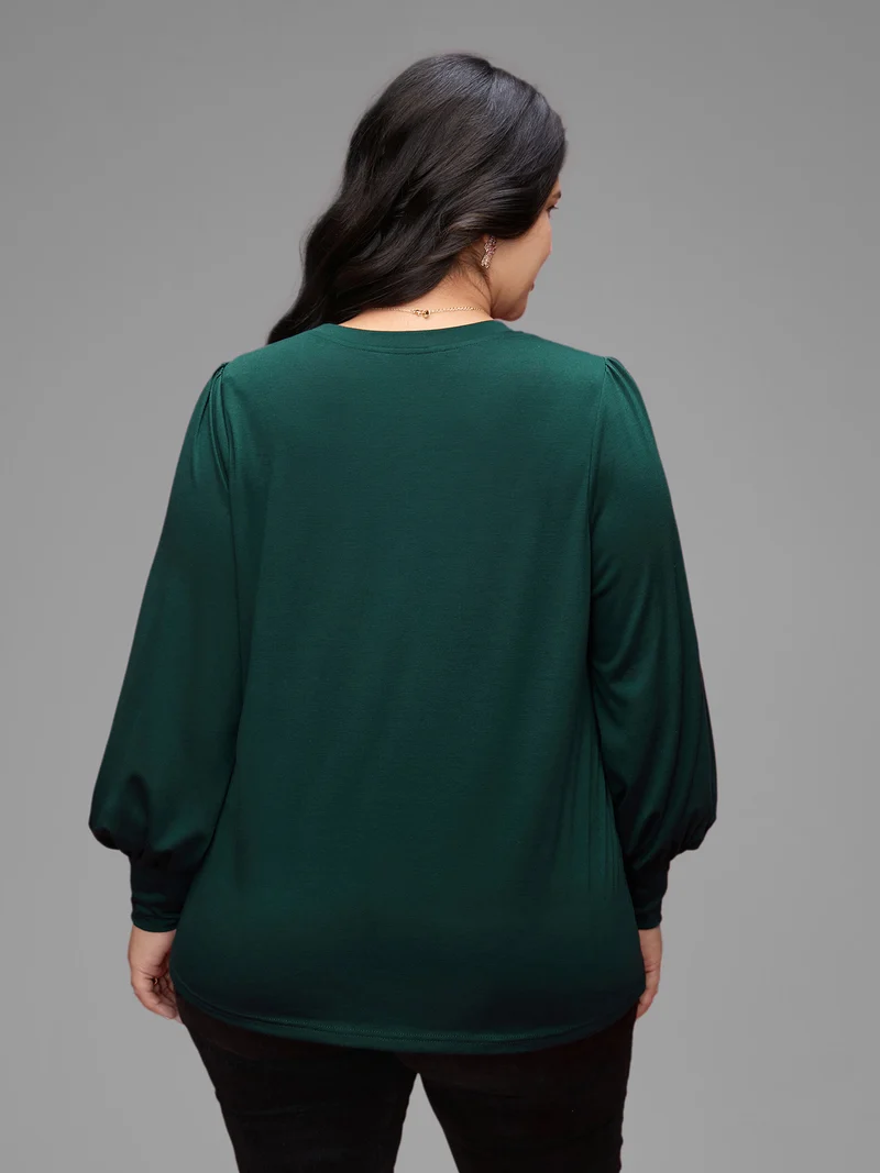 Round Neck Balloon Sleeves A-line Tee