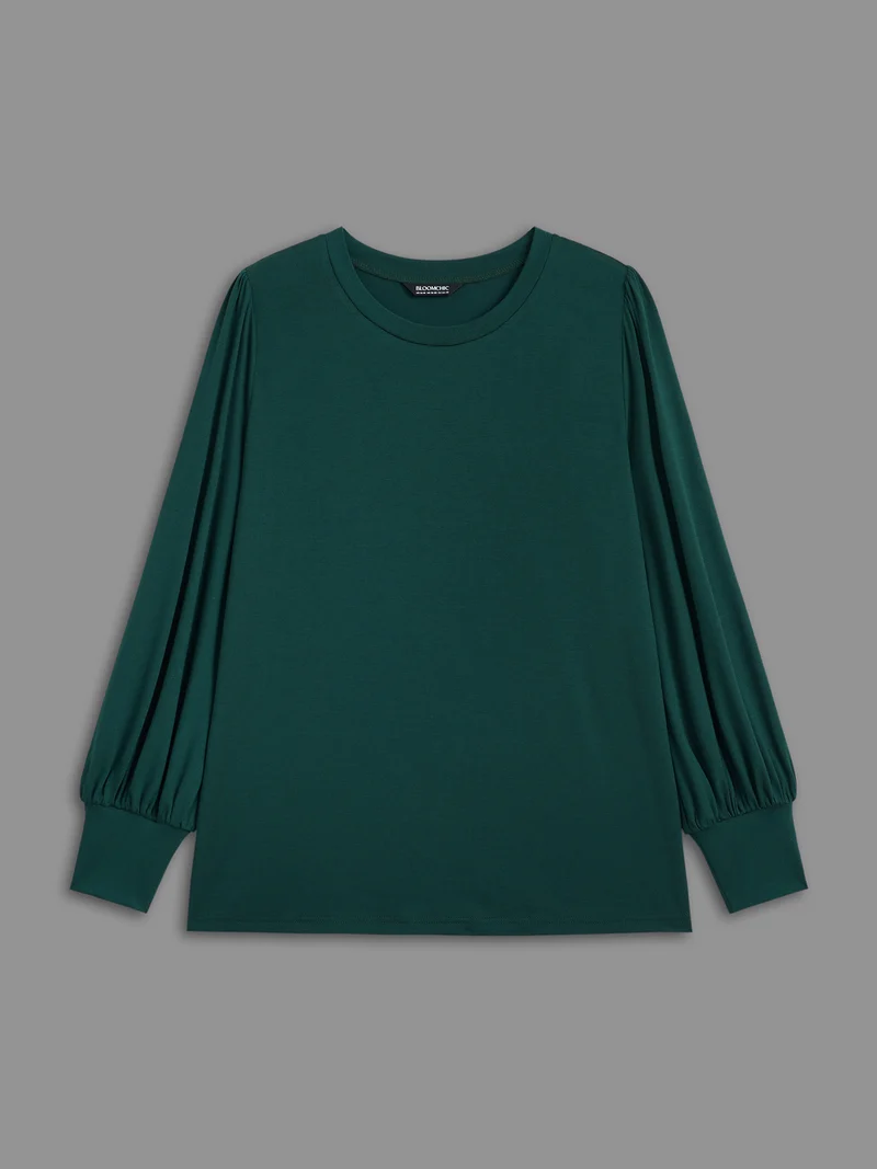 Round Neck Balloon Sleeves A-line Tee