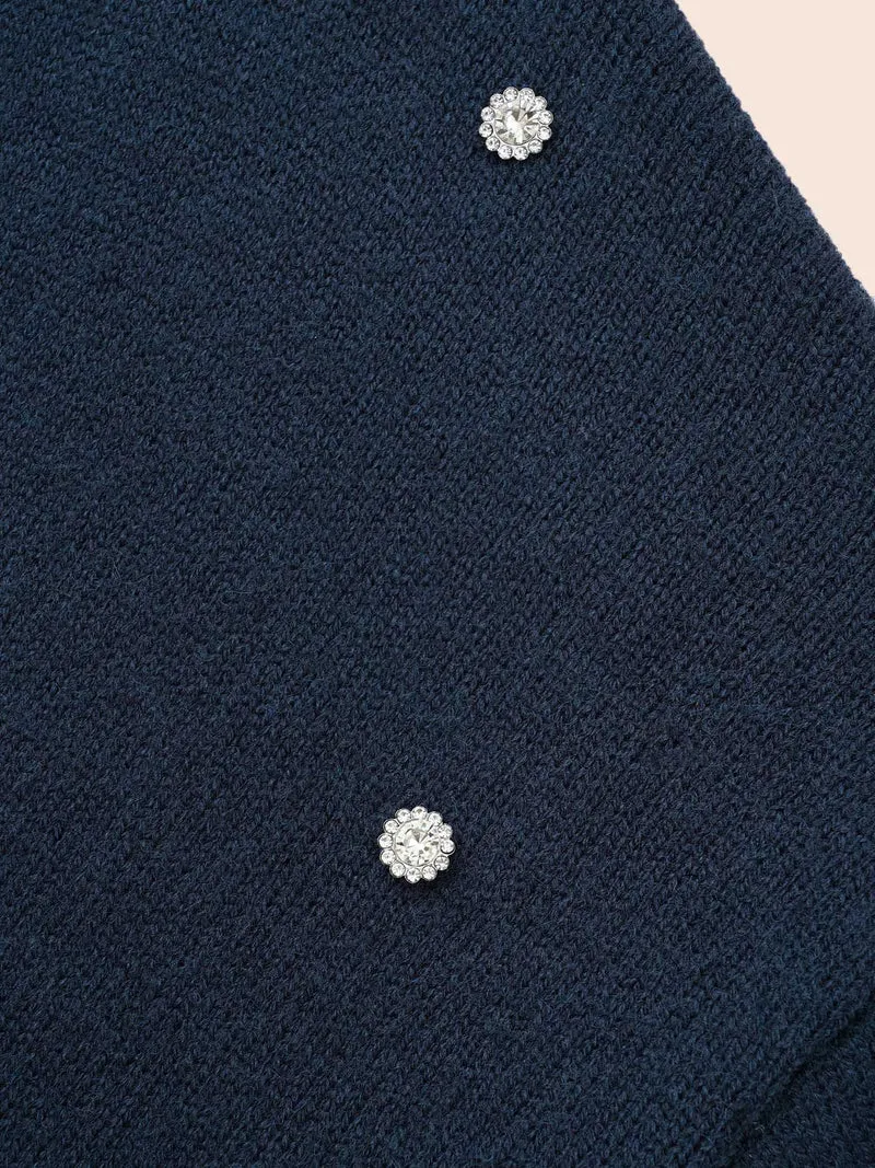 Rhinestone Decor Dropped Shoulder Pullover