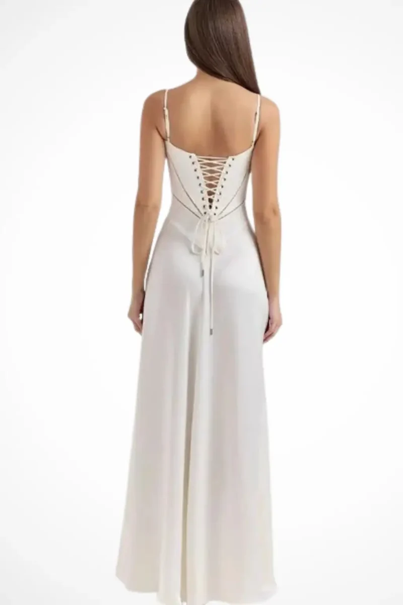 Women's Satin Corset Maxi Dress | Structured Elegant Evening Gown