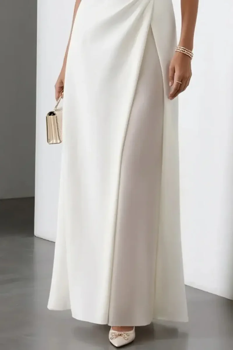 Women's Structured Fabric Maxi Dress | Boat Neck Sleeveless Design