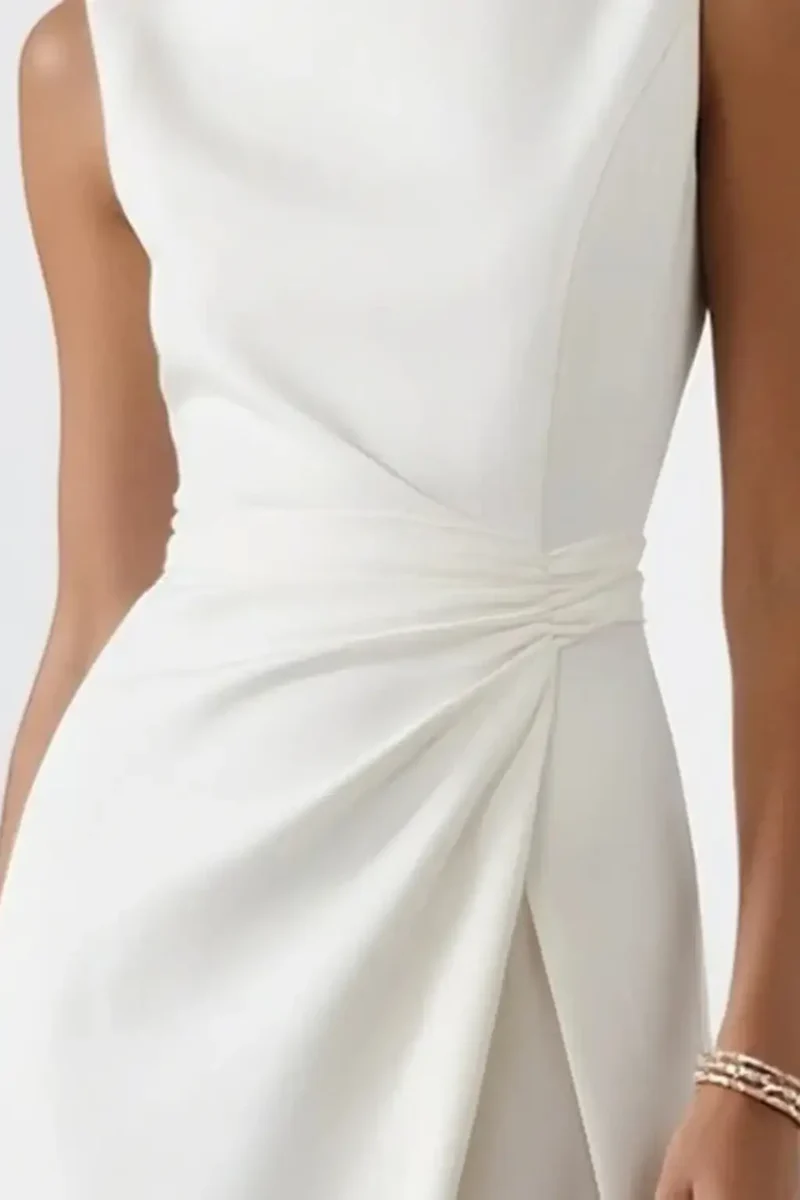 Women's Structured Fabric Maxi Dress | Boat Neck Sleeveless Design