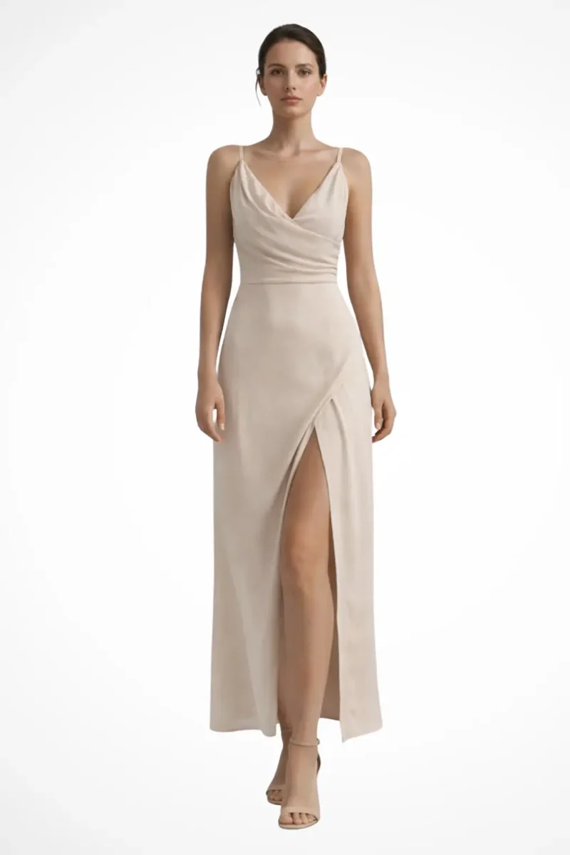 Women's Draped Cowl Neck Maxi Dress | Sophisticated Wedding Guest Attire