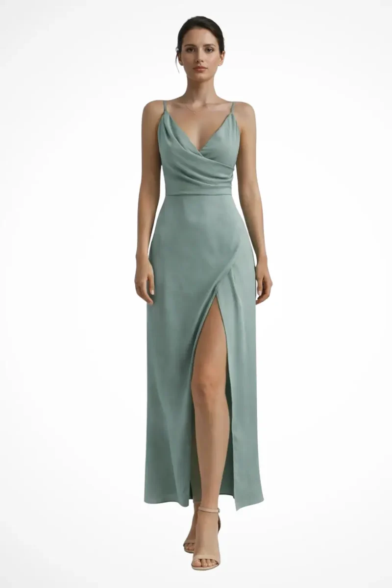 Women's Draped Cowl Neck Maxi Dress | Sophisticated Wedding Guest Attire