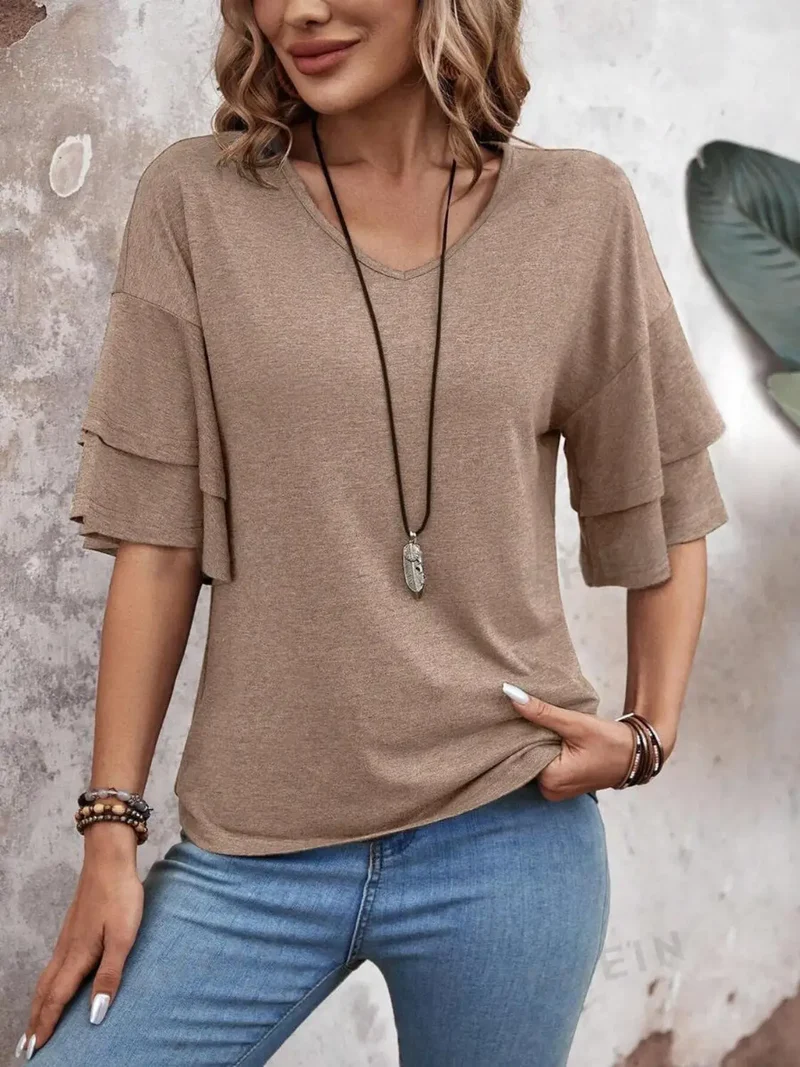 Women's Sheer White Blouse | Elegant Half Sleeve Summer Top
