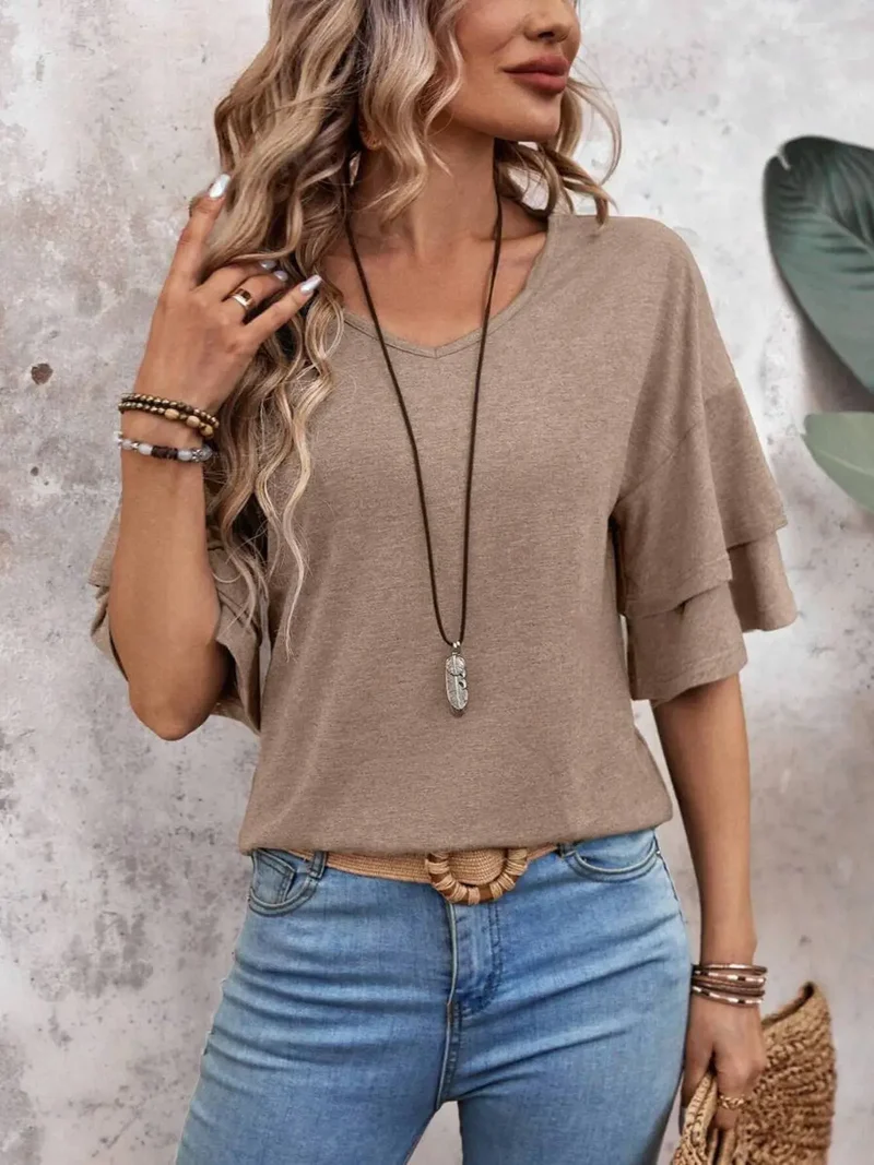 Women's Sheer White Blouse | Elegant Half Sleeve Summer Top