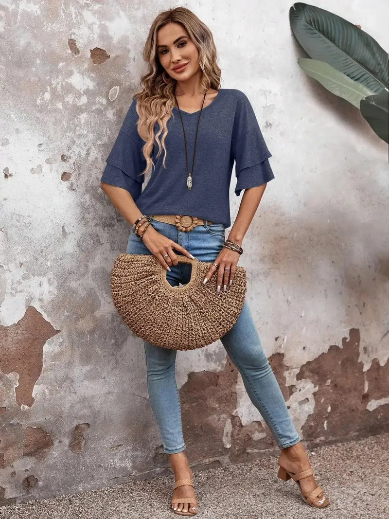 Women's Sheer White Blouse | Elegant Half Sleeve Summer Top