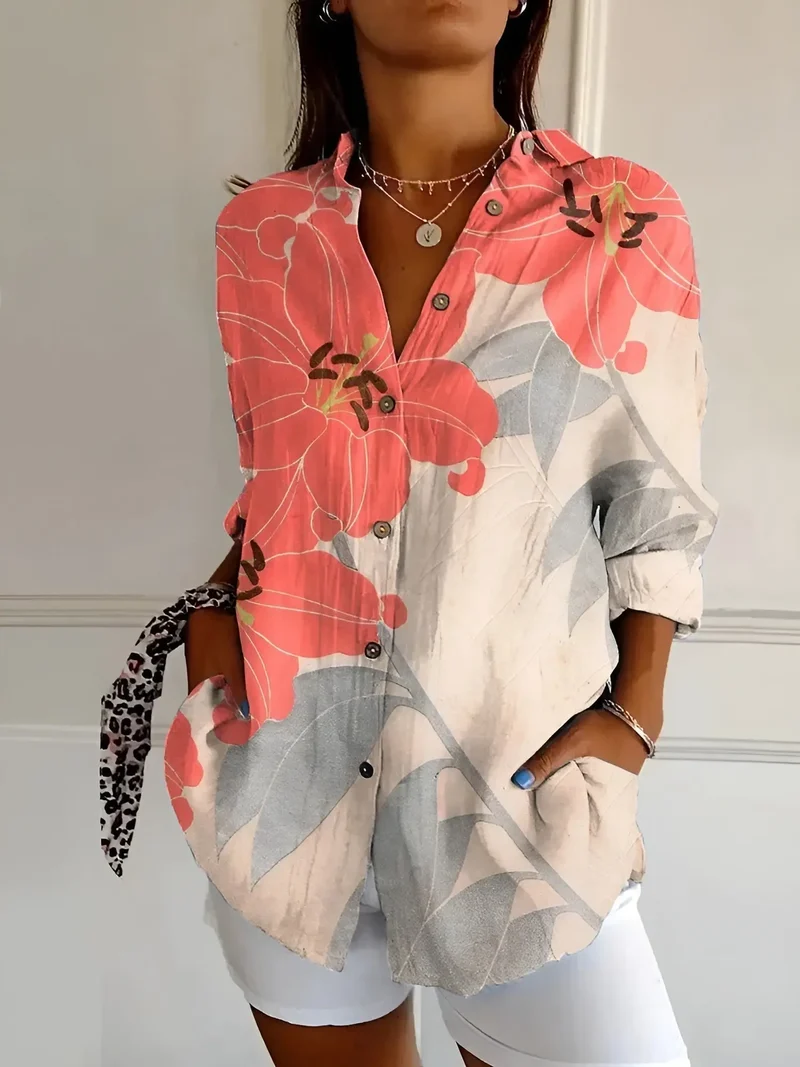 Women's Breathable Cotton Blouse | Elegant Long Sleeve Button-Down Top for All-Day Comfort