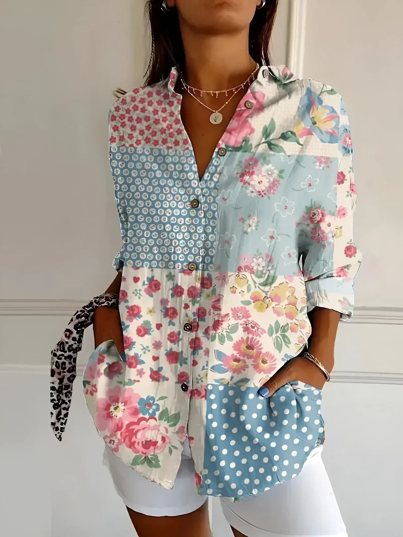 Women's Breathable Cotton Blouse | Elegant Long Sleeve Button-Down Top for All-Day Comfort