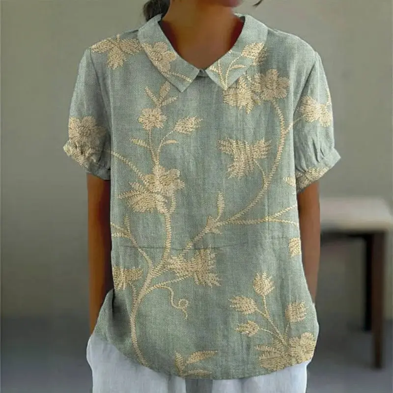 Women's Cotton-Polyester Blend Blouse | Stylish Floral Short Sleeve Summer Top