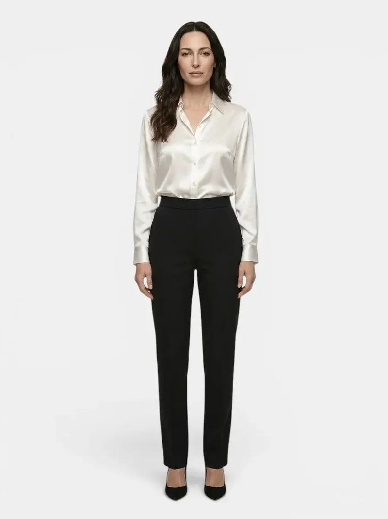 Women's Satin Blend Long Sleeve Blouse | Elegant Relaxed Fit Top for All Seasons