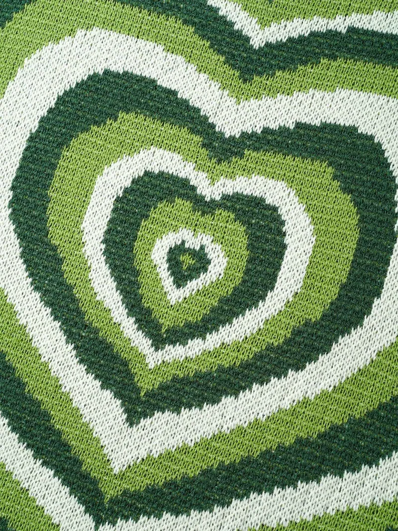 Crew Neck Contrast Heart Jacquard Pullover