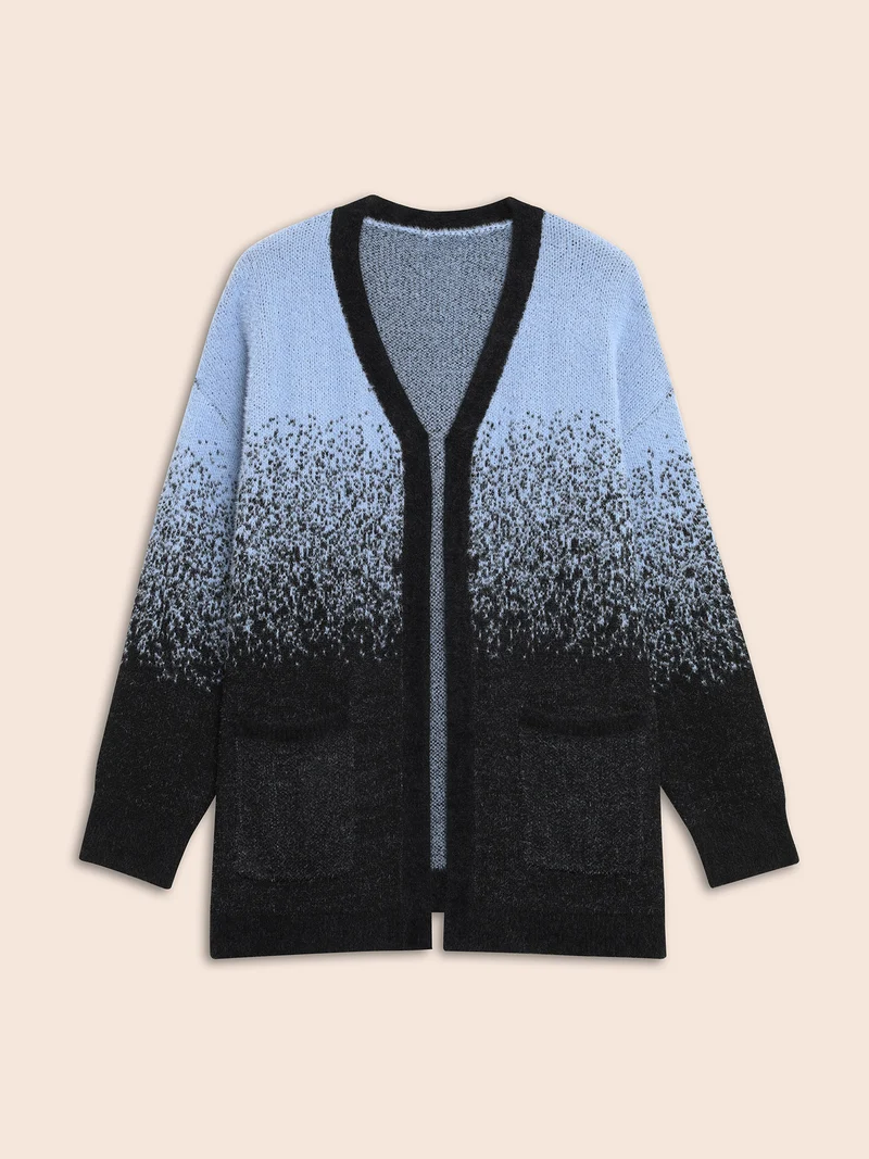 Ombre Contrast Drop Shoulder Sleeve Cardigan