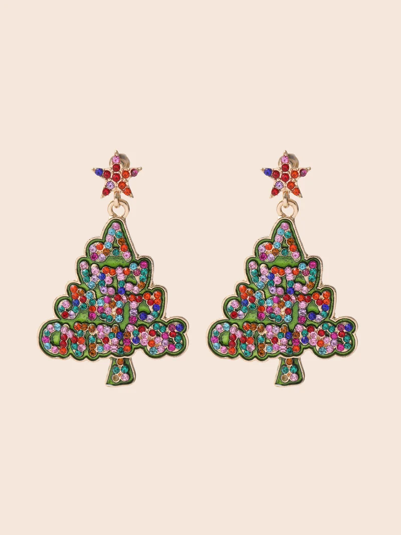 Festive Tree Multicolor Zircon Earrings