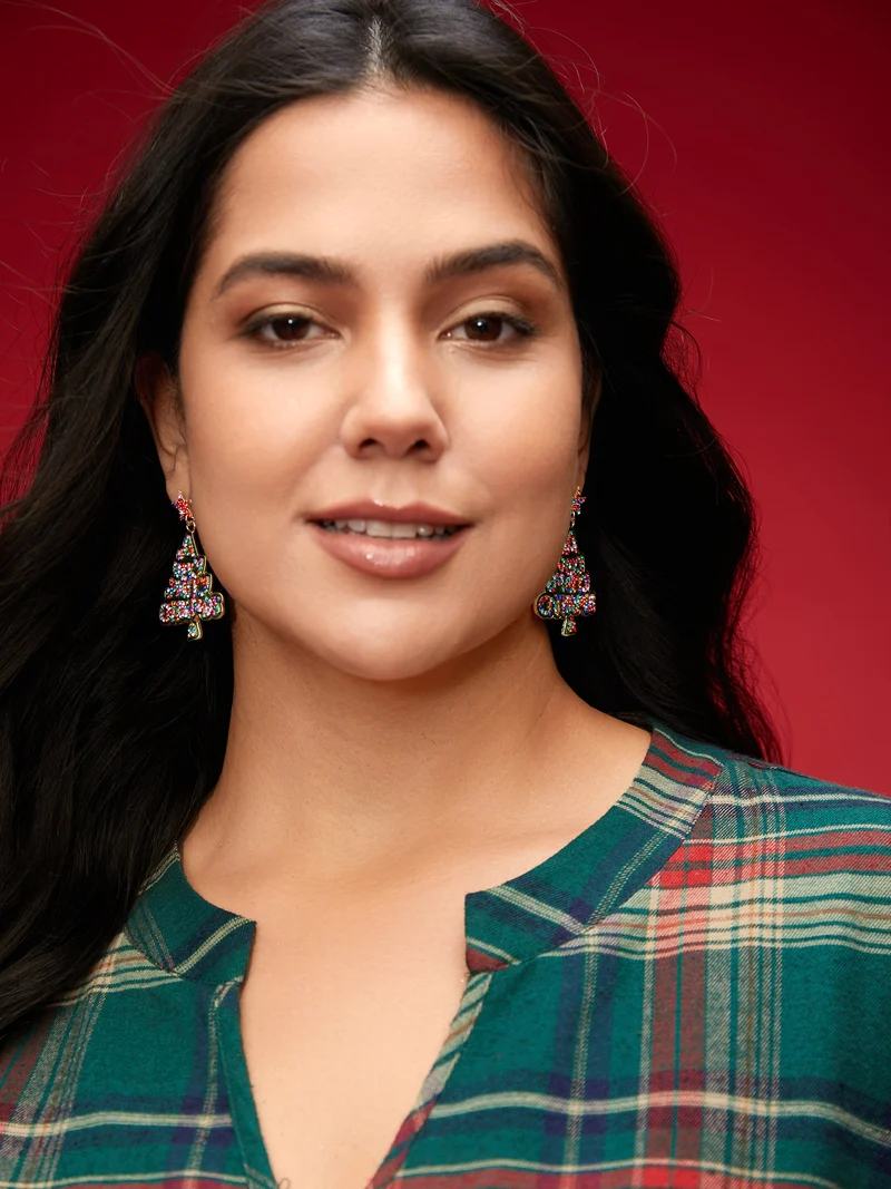 Festive Tree Multicolor Zircon Earrings