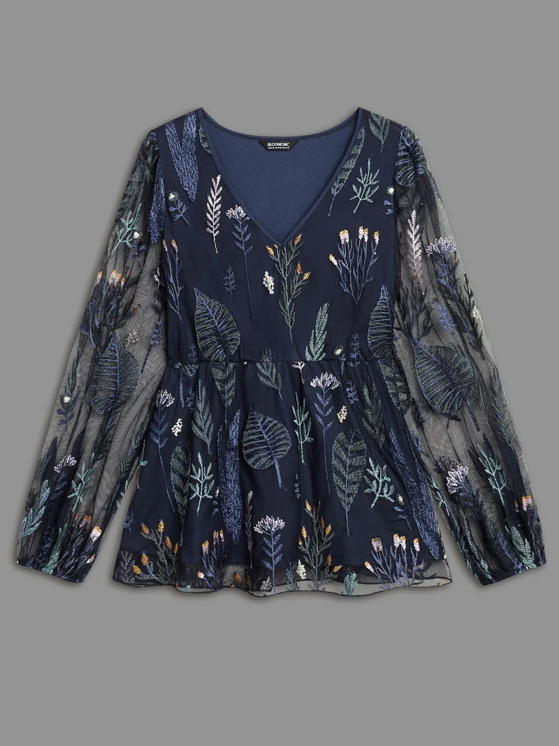 Enchanted Forest Embroidered Elastic Waist Blouse