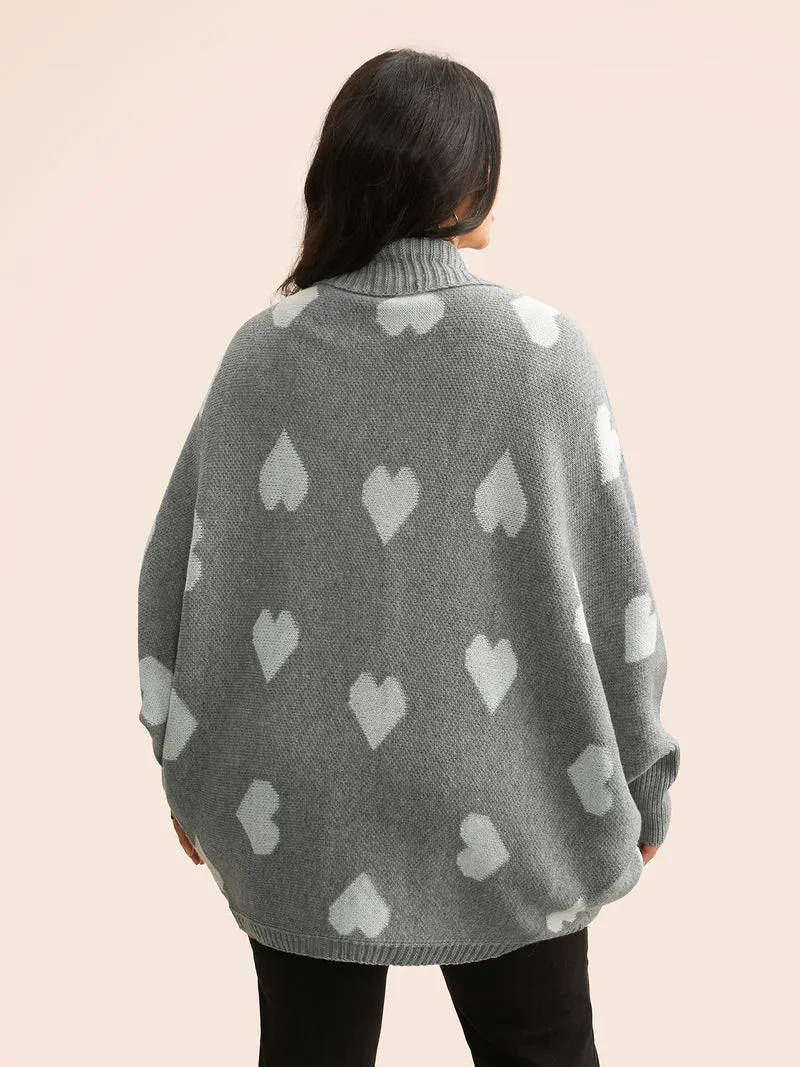 Lapel Collar Heart Shaped Cardigan