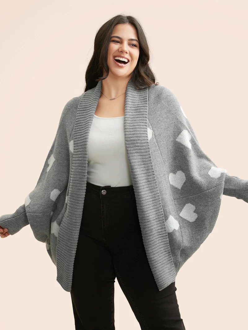 Lapel Collar Heart Shaped Cardigan