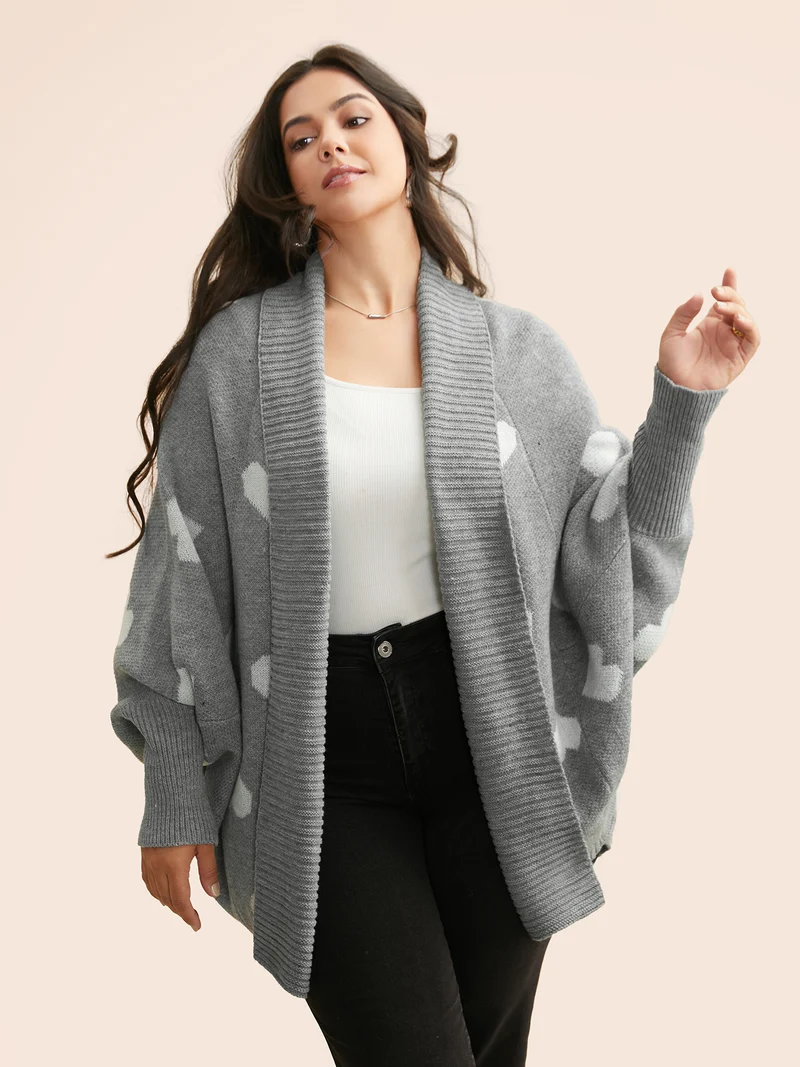 Lapel Collar Heart Shaped Cardigan