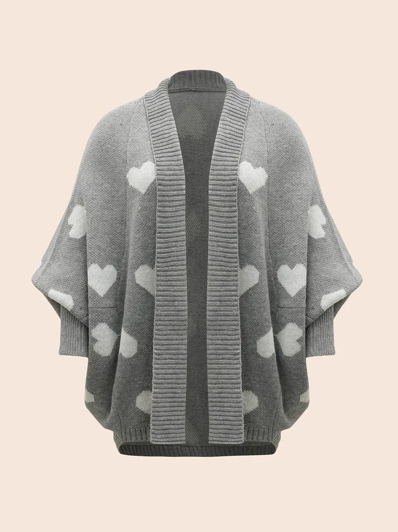 Lapel Collar Heart Shaped Cardigan