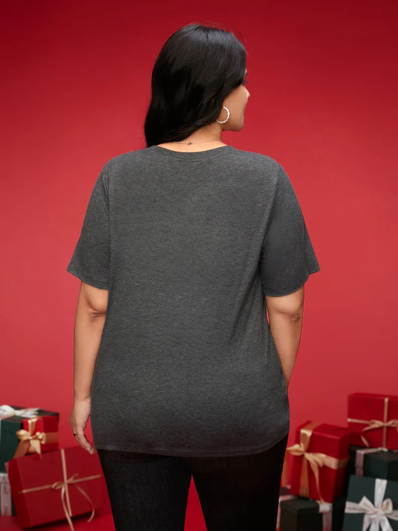 Merry & Bright Slogan Slim-FIt Tee
